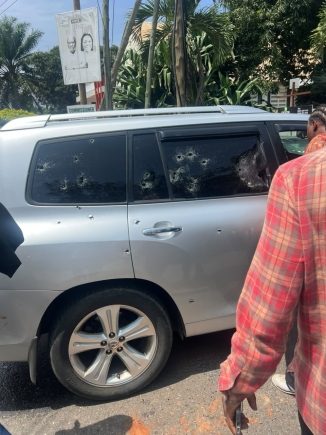 vehicle with bullet holes