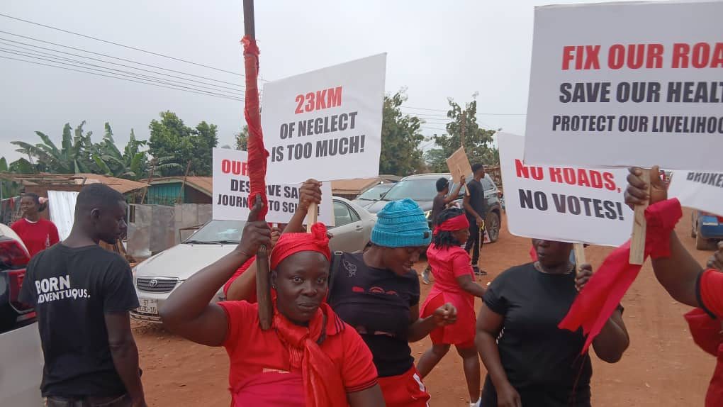 Residents demonstrate over neglected Berekuso-Kitase road, demand resumption of work on 22km project