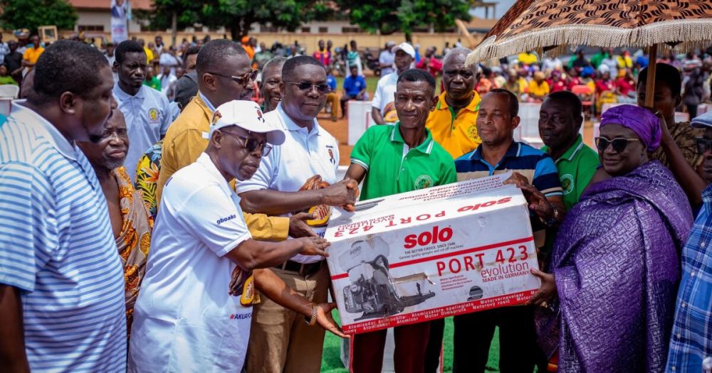 Gideon Boako Distributes Motorised Spraying Machines to Cocoa Farmers