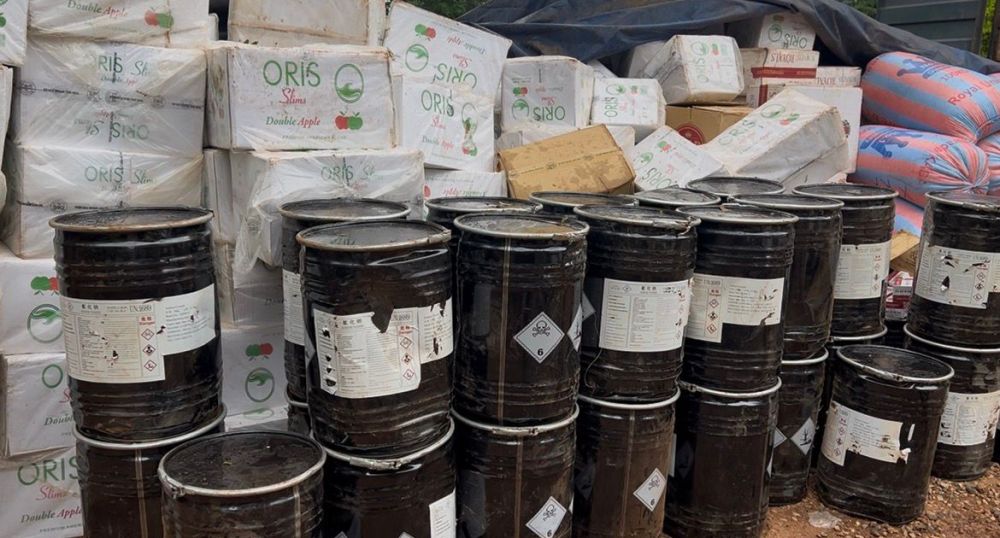 Techiman Bust: 321 Unregistered Cigarettes, Sodium Cyanide Stashed in Food Truck